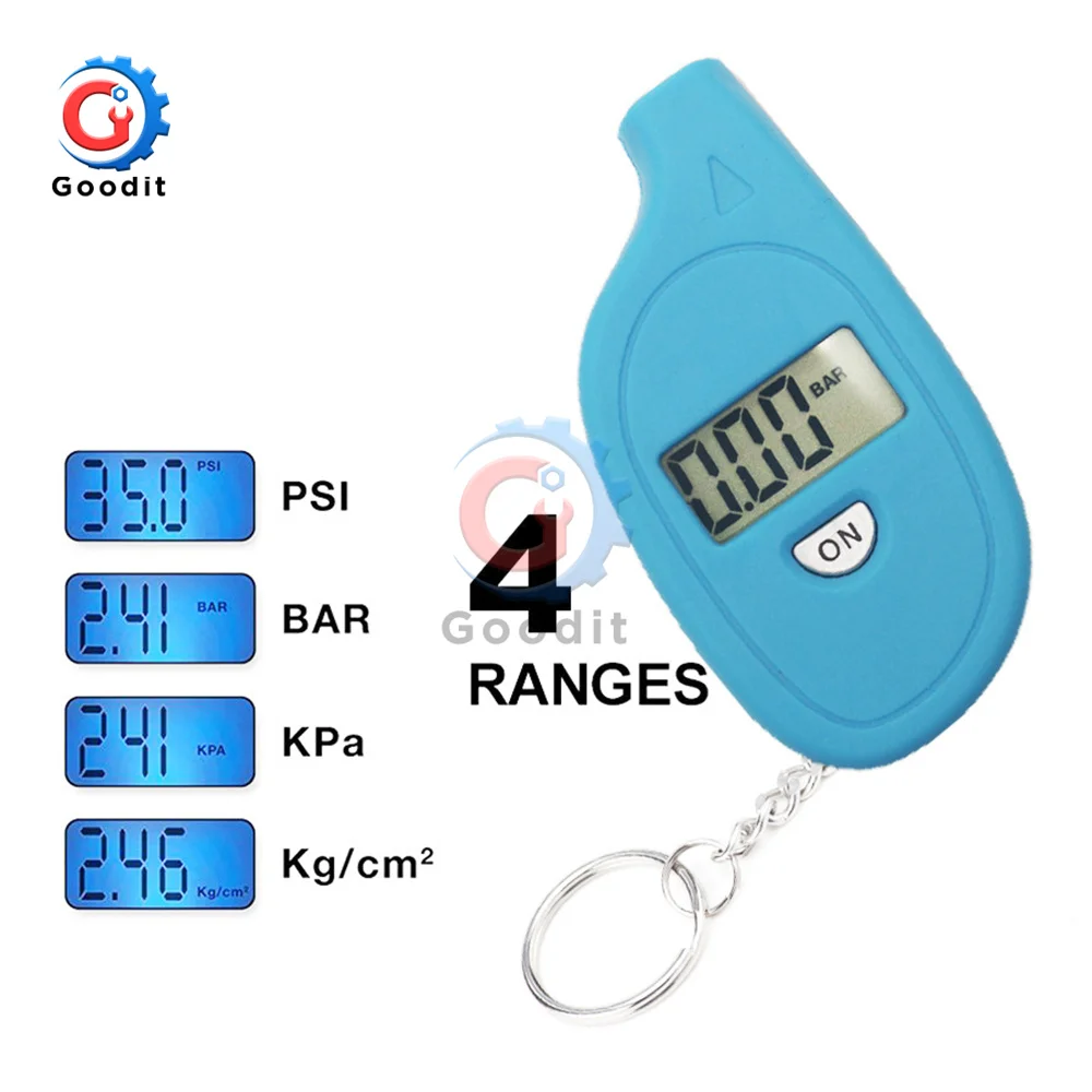 Mini Keychain Tire Pressure Gauge Digital LCD Display Car Air Pressure Tester Car Motorcycle Safety Pressure Monitor Tool