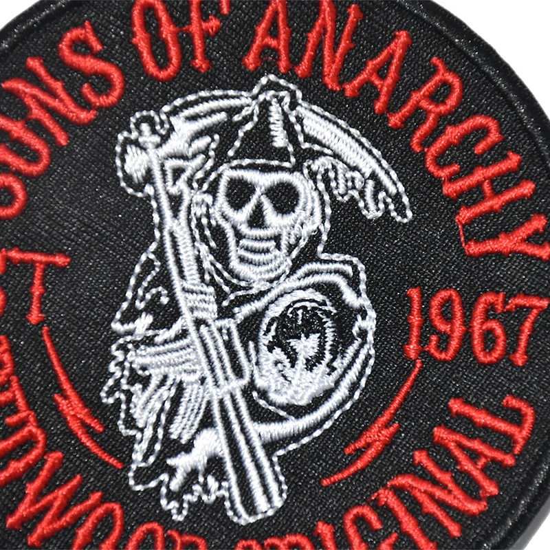 Son of Anarchy Embroidered Patches for Clothing DIY Decoration Appliques Iron on Logo Badge Sticker for Biker