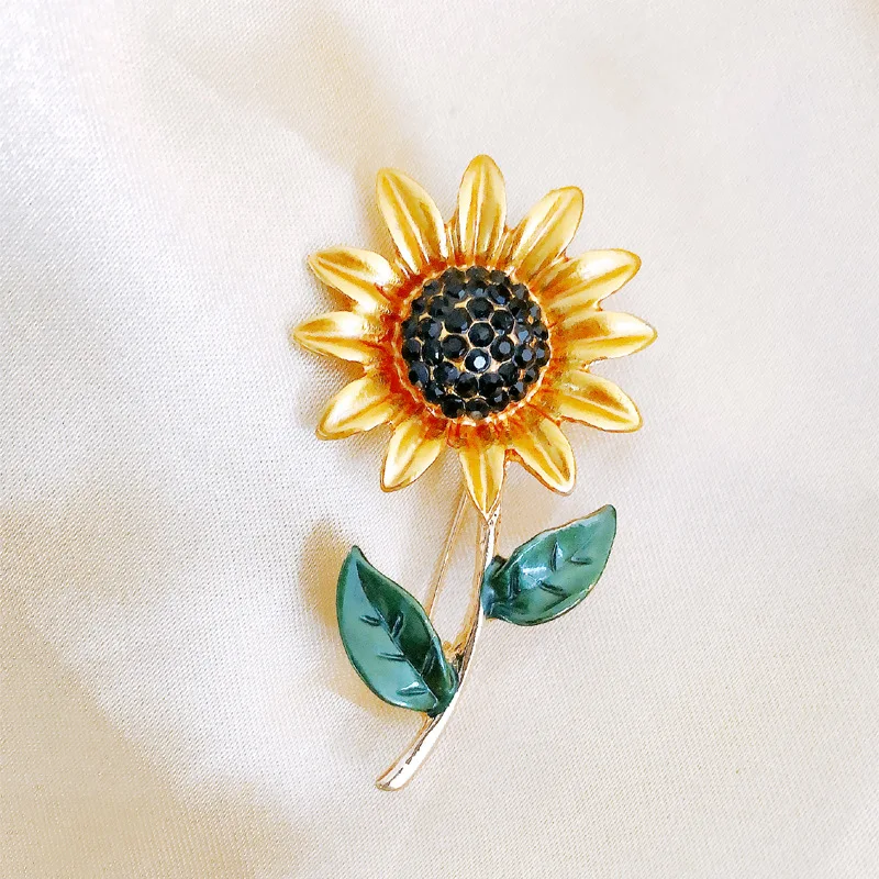 2 Spille Floreali A Girasole Con Strass Per Donna - Accessori Oro Per Abiti, Sciarpe E Borse