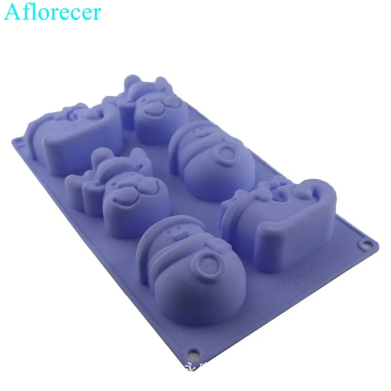 6holes 3D Snowman Elk Sled Soap Silicone Mold Christmas Silicone Mold DIY Soap Crafts Christmas Gifts Supply