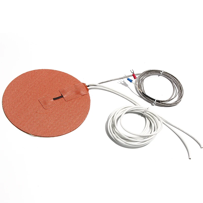 LUJINXUN 110/220V Silicone Heating Pad with K Thermocouple Dia.50mm/80mm/100mm/150mm 60W-180W 3D Printer Heater 3M Self-adhesive