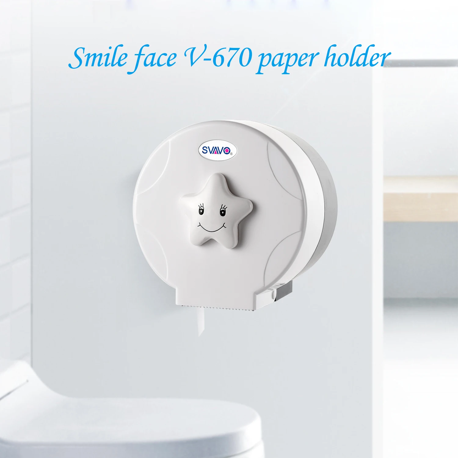 SVAVO Toilet Roll Holder Smile Face Cute Waterproof ABS Kitchen Tissue Roll Holder Roll Paper Holder for Bathroom