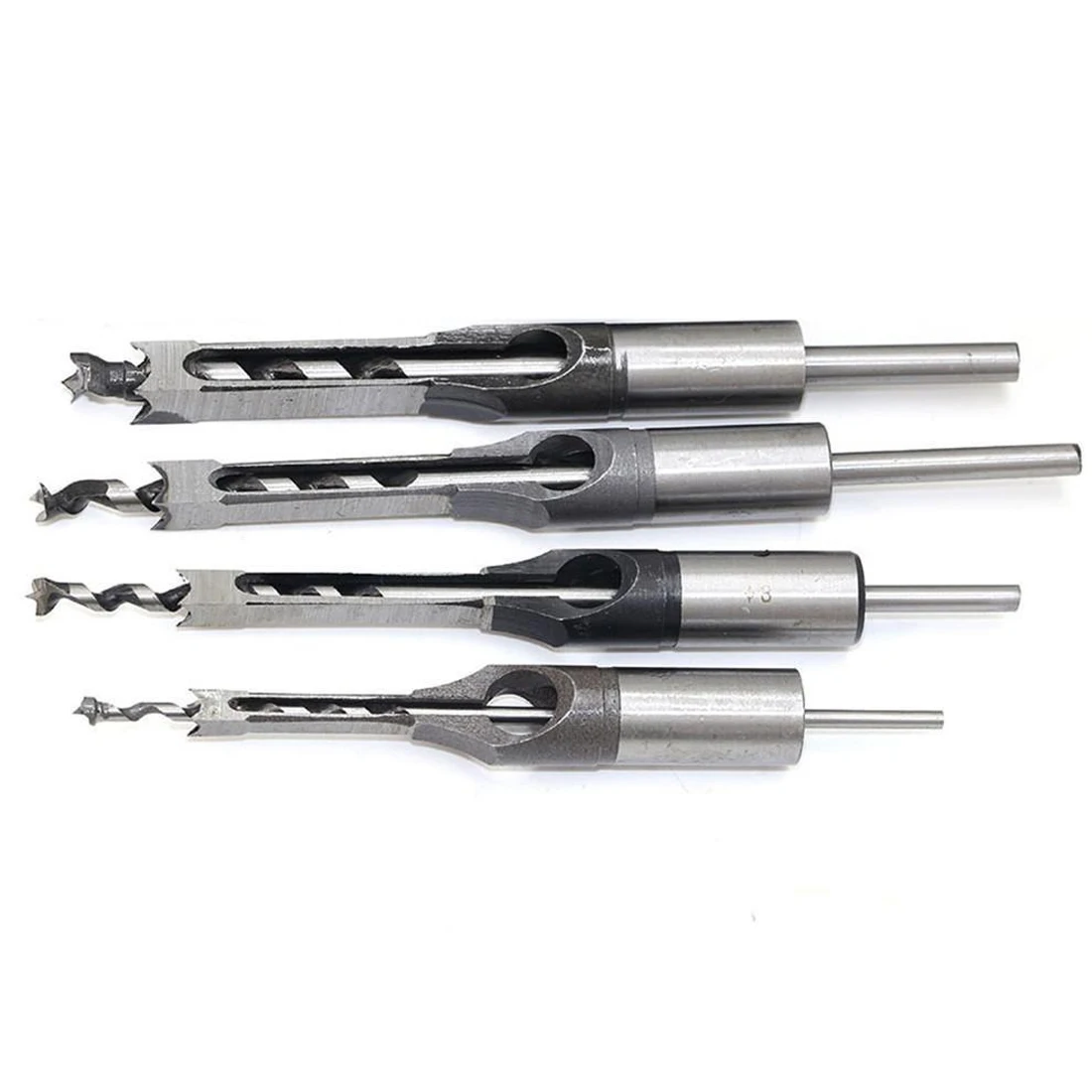 4/6Pcs Hollow Square Hole Saw Twist Mortise Chisel Auger Wood Drill Bit Woodworking Drill Tool