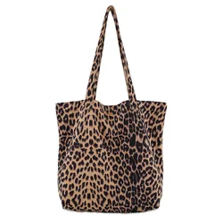 Winter Tote Bag for Women Canvas Shoulder Bags Original Design Vintage Handbag Fashion Large Capacity Leopard Print Pack