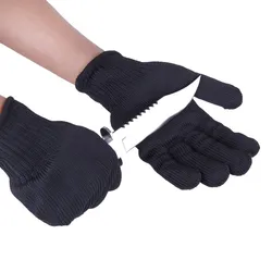 1/Pair Black Working Safety Gloves Cut-Resistant Protective Stainless Steel Wire Butcher Anti-Cutting Gloves