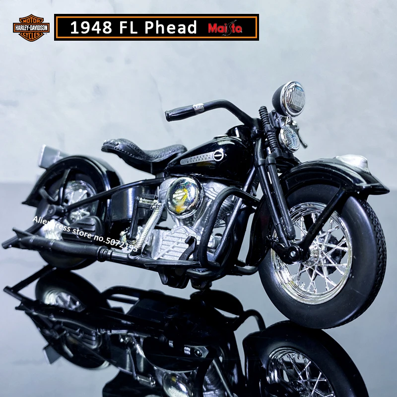 Maisto NEW 1:18 HARLEY-DAVIDSON 1948 FL Phead Alloy Diecast Motorcycle Model Workable Toy For Children Gifts Toy Collection