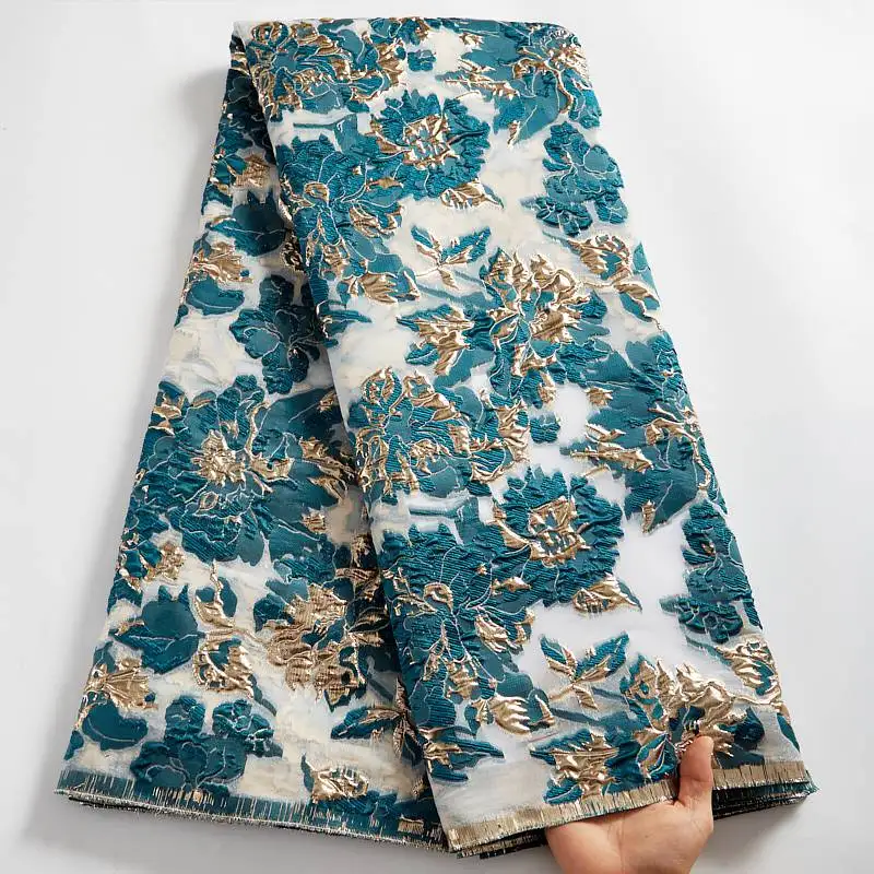 Ultimo tessuto broccato africano tessuto di pizzo jacquard francese di alta qualità materiale di pizzo nigeriano per abito da festa di nozze S2539