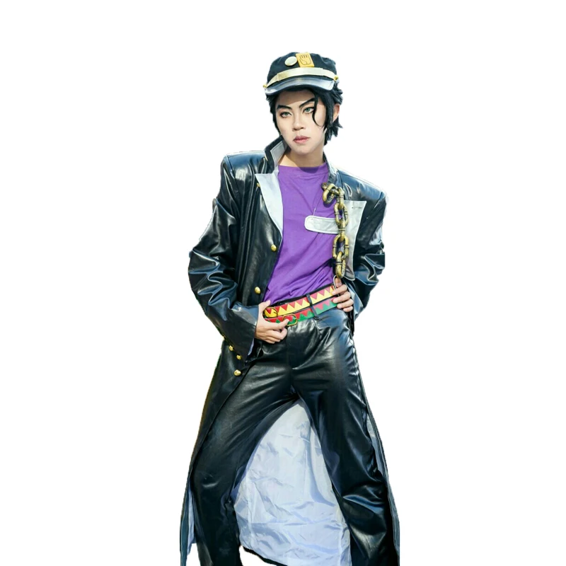 Kujo Jotaro Cosplay Leather Cosplay Anime Costume Halloween Party Men Clothing