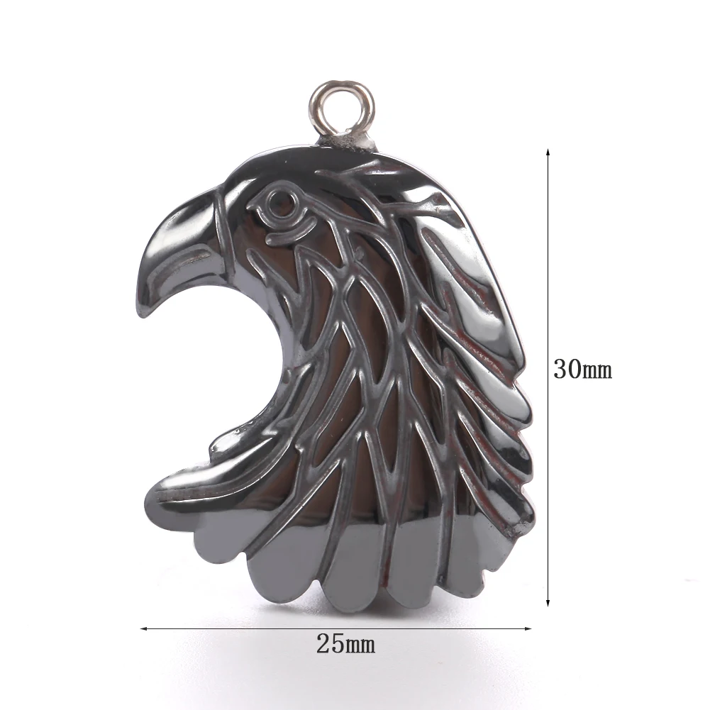 Nature Eagle Hematite Stone Bone Pendant Bead Charm Metal 30x25x5mm Jewelry DIY Necklace Making Accessories For Women Men