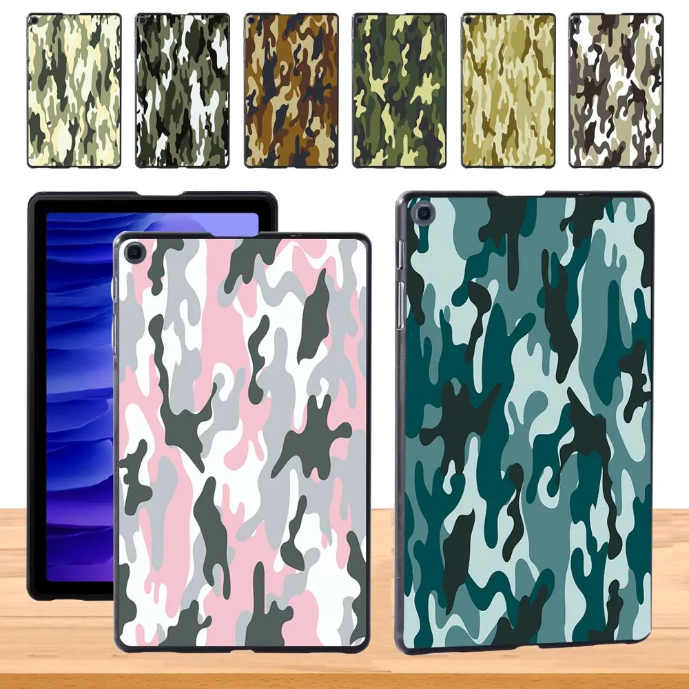 High Quality Case for Samsung Galaxy Tab A7 10.4 Inch T500/T505 Camouflage Series Anti-fall Tablet Back Shell + Stylus