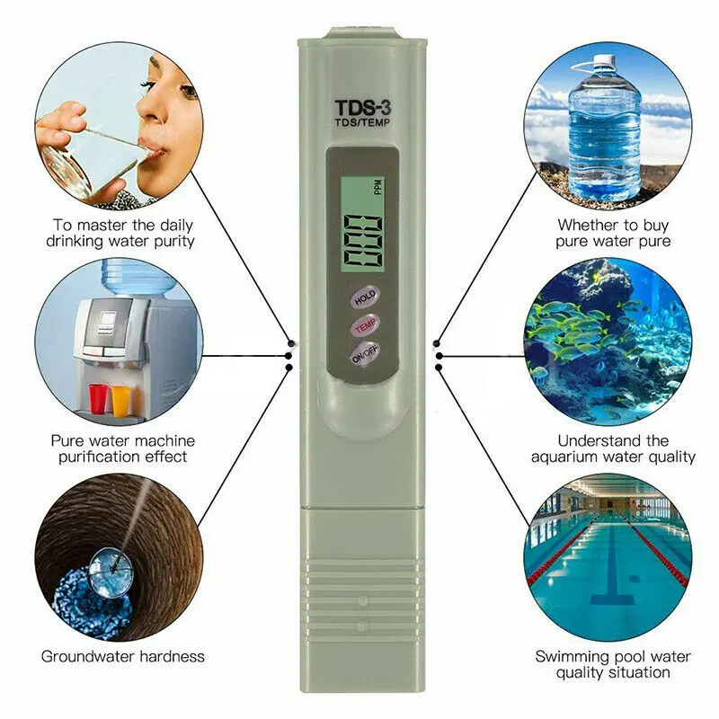 Acquario elettrico della penna della prova dell'acqua di coltura idroponica del Tester di TDS/EC/PH di Digital (3 pz/set)