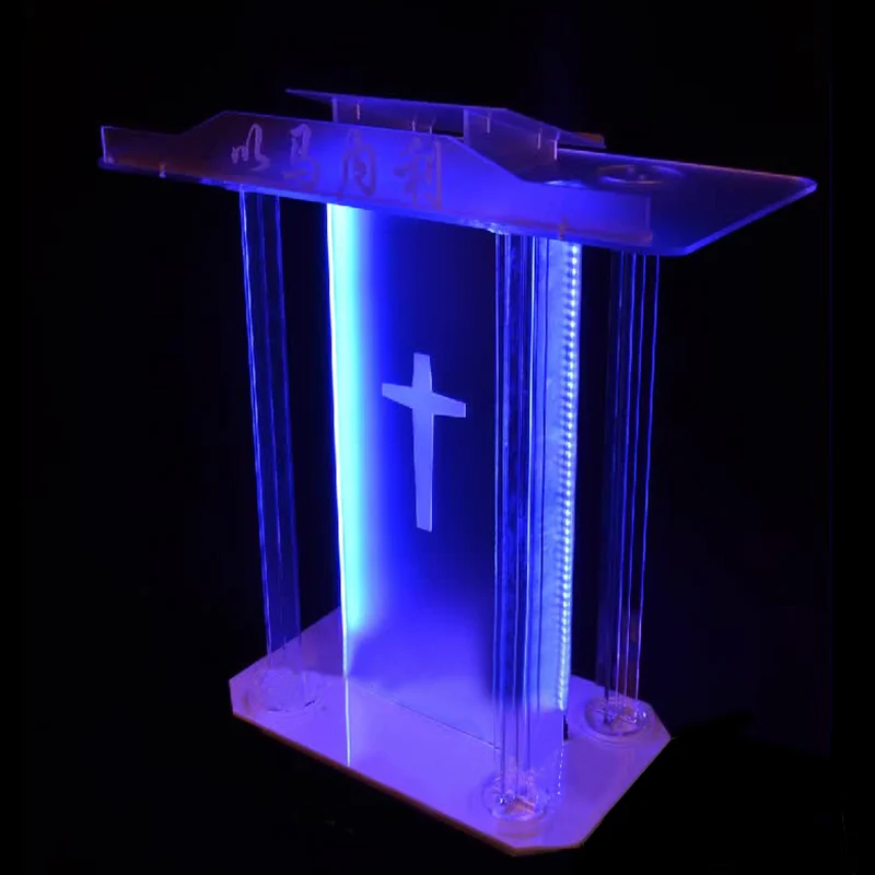 

Acrylic Podium Low Price Customize Logo Pulpit Church Modern Style Glass Pulpit