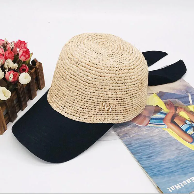 2024 Popular fashion cool nice high quality wonderful conformtable patchwork handmade raffia caps for women 2 colors join cap