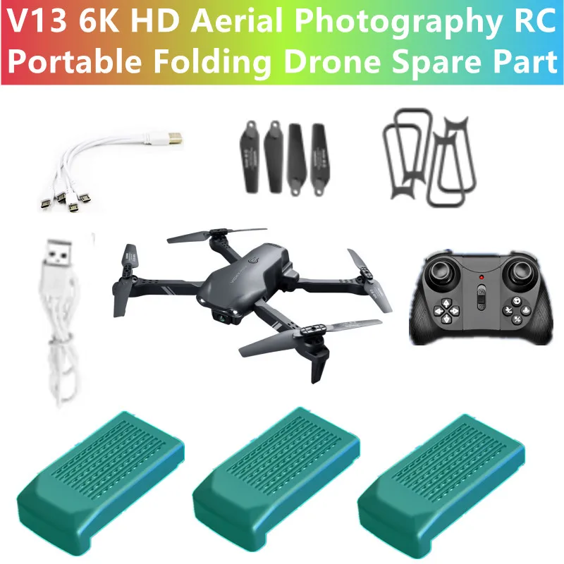 4DRC V13 Drone Battery V13 Battery V13 4K 6K  RC Folding Drone Spare Part 3.7V 1200MAH Battery/Propeller/Controller/ 4-In-1 Line