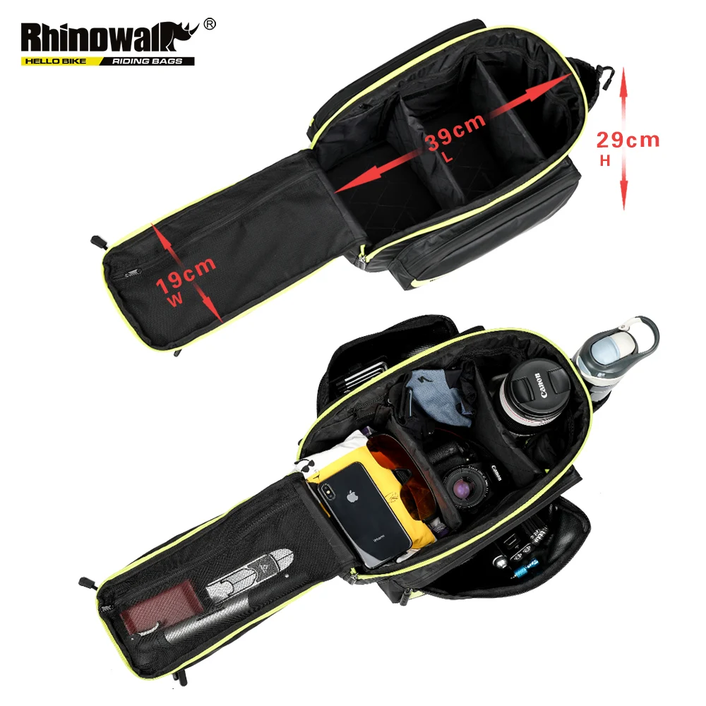 Rhinowalk 17L Waterproof Pannier Bag Shoulder Strap Detachable Compartment Reflective Rack Rear Trunk Tote Bag with Rain Cover