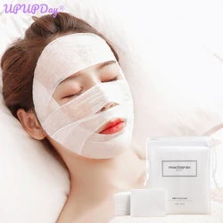 Mascarilla desechable de algodón elástico para maquillaje facial, compresa húmeda, limpieza, 200 unidades