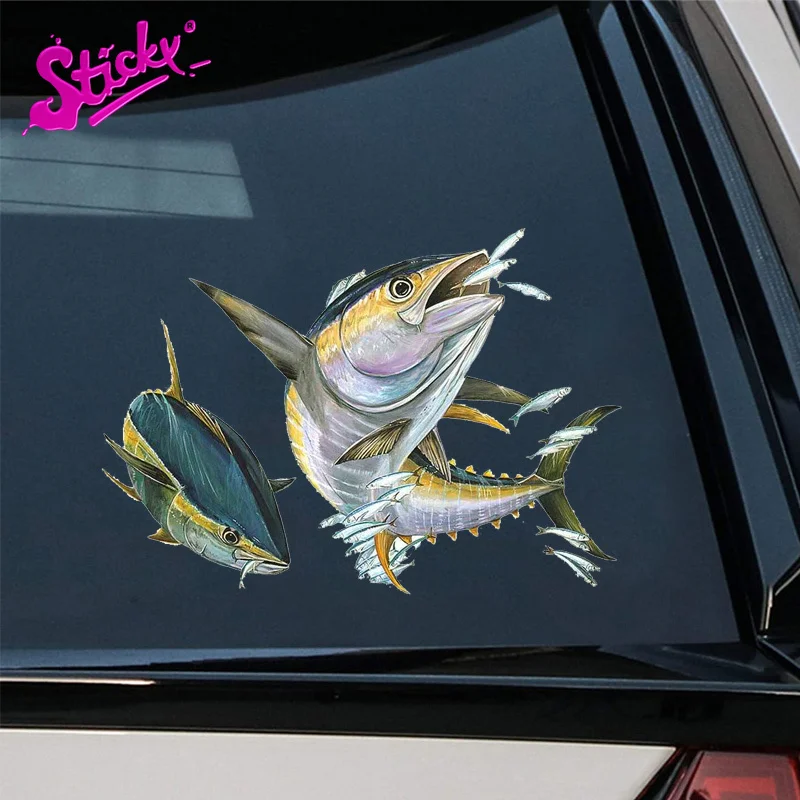 

STICKY Yellow Fin Tuna Flying Fish Car Sticker Decal Decor The Whole Body Waterproof Vinyl