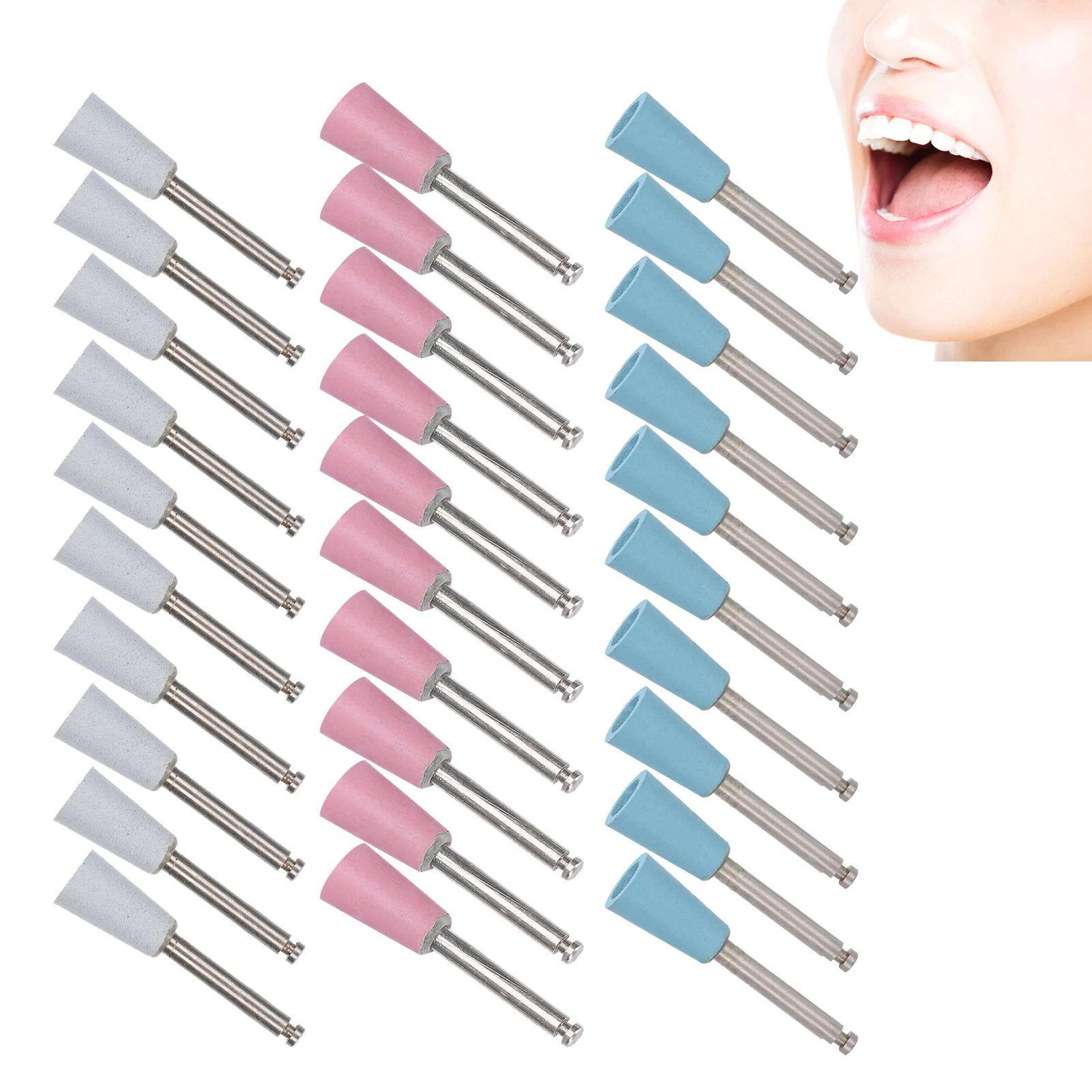 10pcs Composite Resin Ceramic Natural Tooth Polishing Burs Low Speed Dental Grinding Silicone Polisher Drill Bits Set Cup Shape