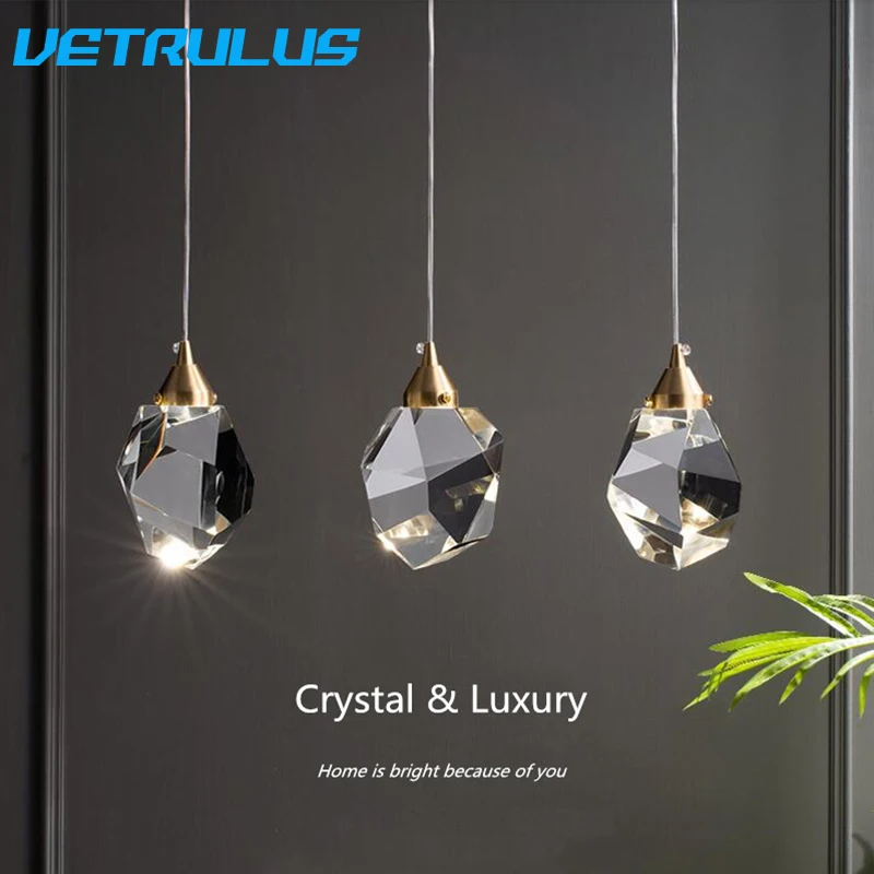 

K9 Crystal Pendant Light Droplet Led Home Living Room Decoration Luxury Nordic Ceiling Lamp Indoor Dining Room Hanging Fixture