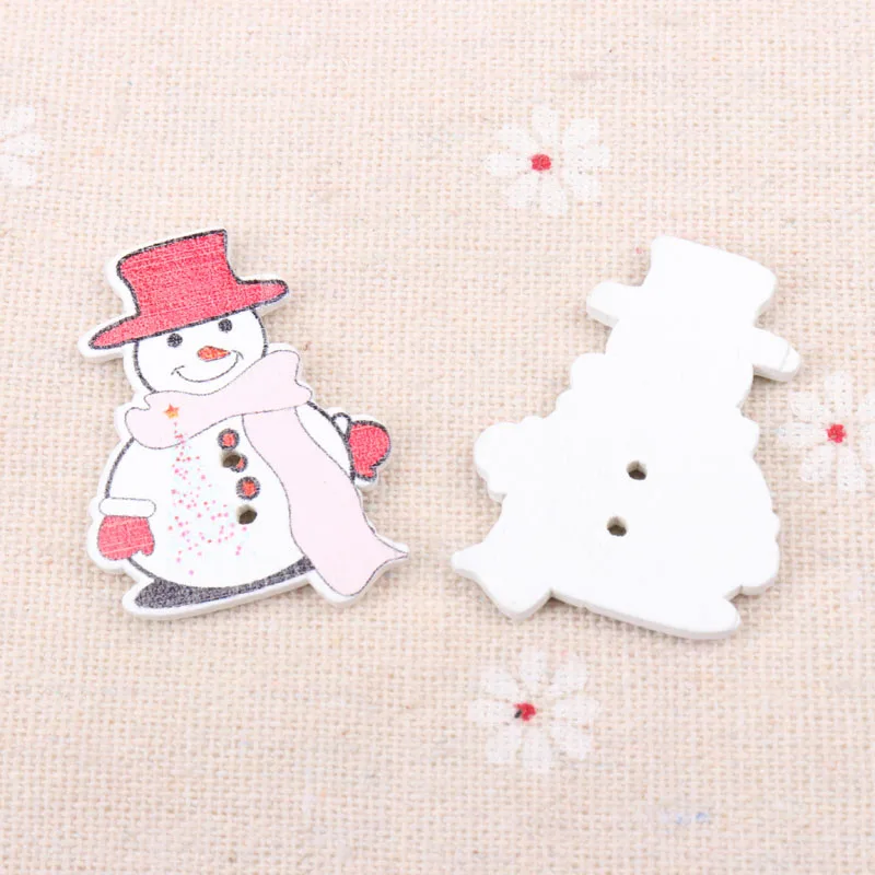 Wooden Mixed Christmas Snowman Pattern Buttons Scrapbook Collection Handmade Sewing Home Decoration DIY 35x26mm 20pcs