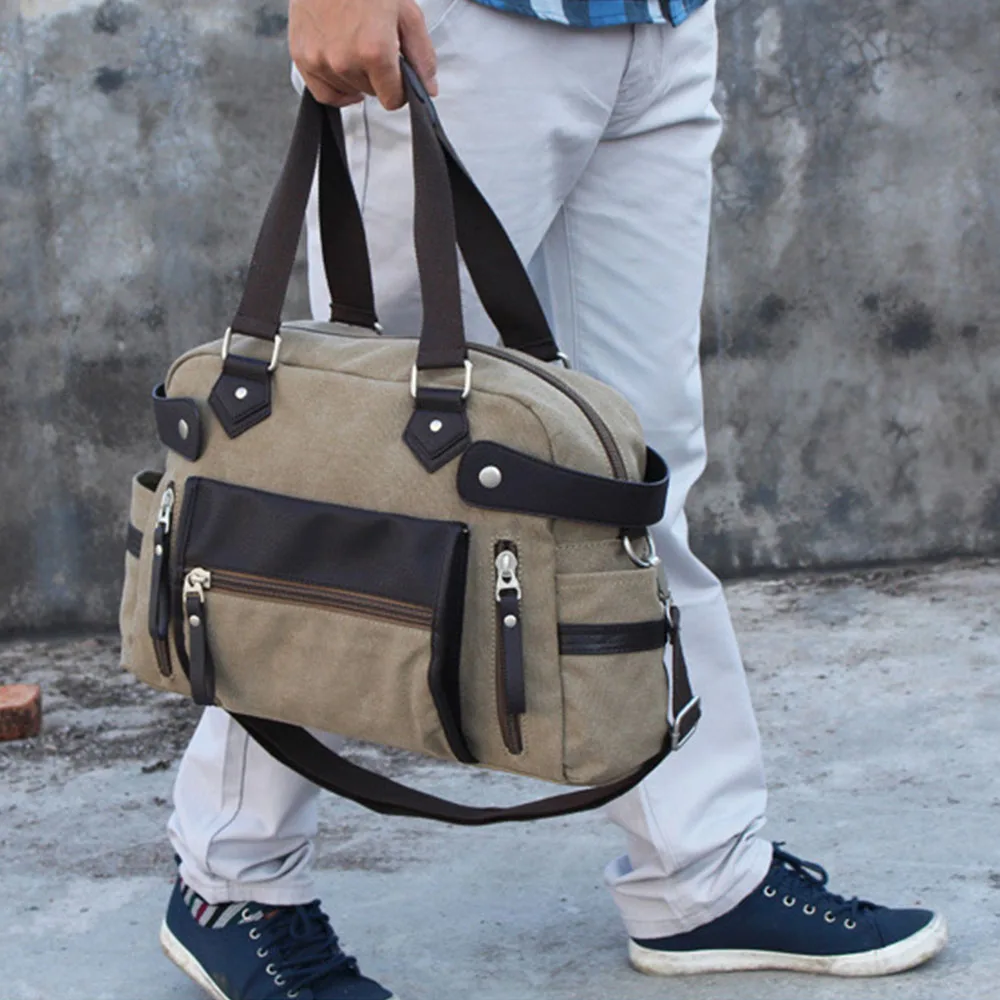 Bolso de mano Retro inglés para hombre, bandolera grande de lona, de viaje, XA45C