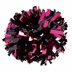 Pompons métalliques pour pom-pom girl, rose vif, noir métallique, sur mesure, 3/4x6 pouces, 1 pièce