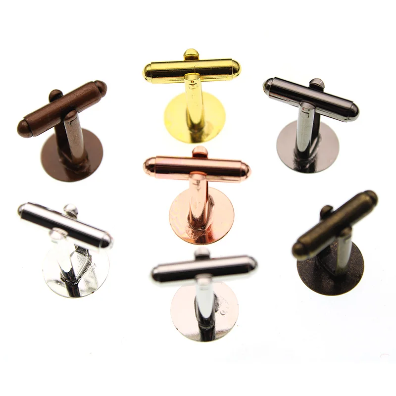 10pcs 6 8 10 12 mm Brass Blank Cufflink Jewelry Findings Cabocho Settings Base DIY Clothes Cuff Link Jewelry Making Accessories