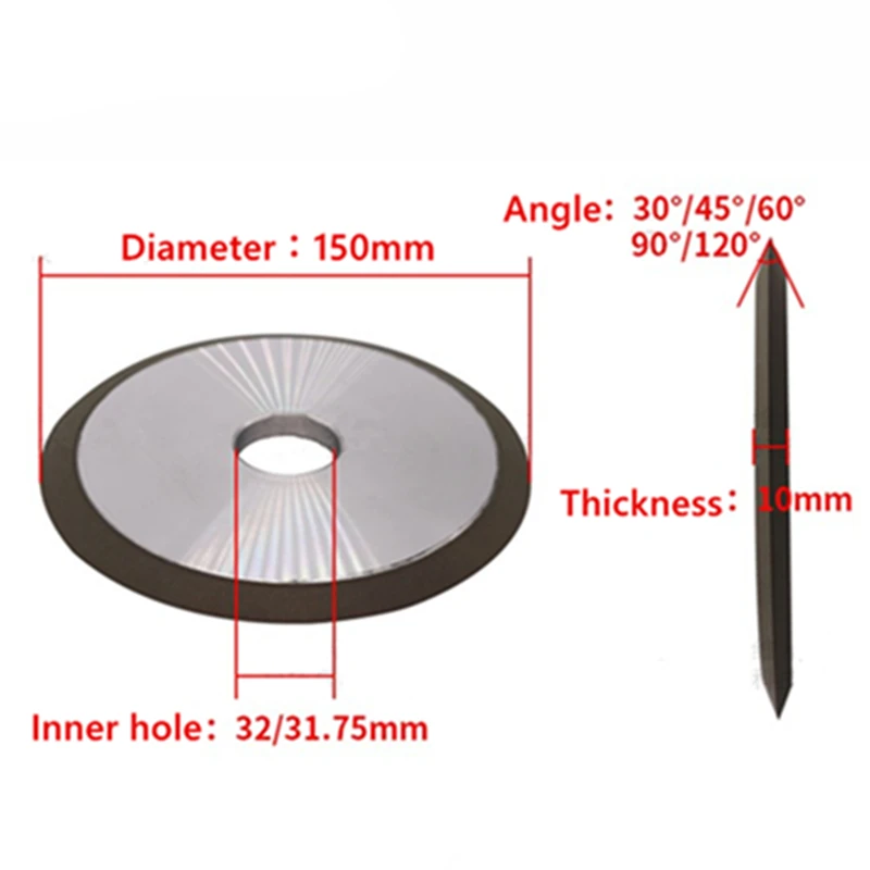 150X31.75X30 ° / 60 ° زاوية مزدوجة الجانب طحن عجلة 80 - 2000 شبكة التشطيب قاطع ماسي أداة لطحن التنغستن الصلب