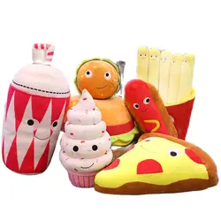 Cartoon plüsch hamburger Spielzeug eis französisch frites spielzeug gefüllte schnelle lebensmittel Popcorn kuchen pizza kissen kissen kind spielzeug geburtstag geschenk