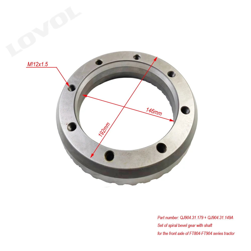 set of spiral bevel gear with shaft for FT804-FT904 tractor, part number: QJ904.31.179 + QJ904.31.149A