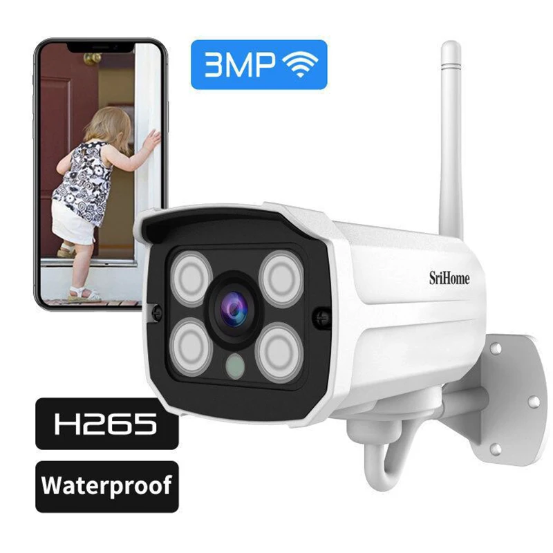 Sirhome 3MP HD IP Camera Motion Detection IR Night Vision Bullet Camera H.265 CCTV Outdoor Waterproof Surveillance Camera