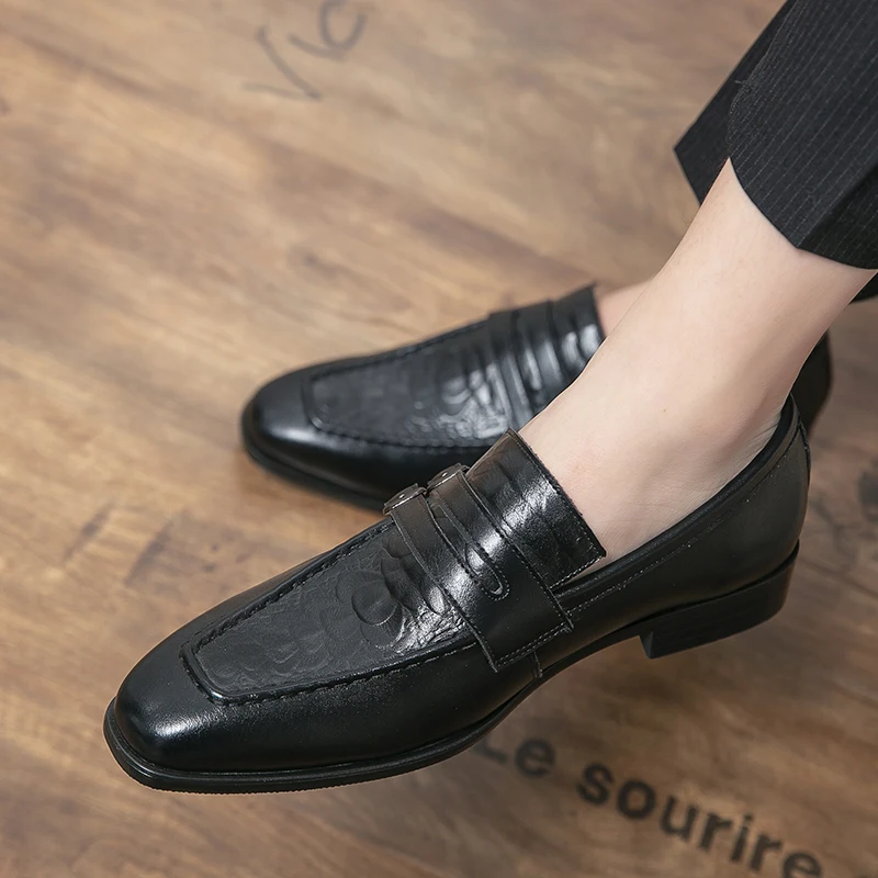 

Crocodile Embossed Moccasins Slip on Loafer Shoes Men Casual Shoes Leather Loafers Office Shoes Comfortable Designer Shoes Men