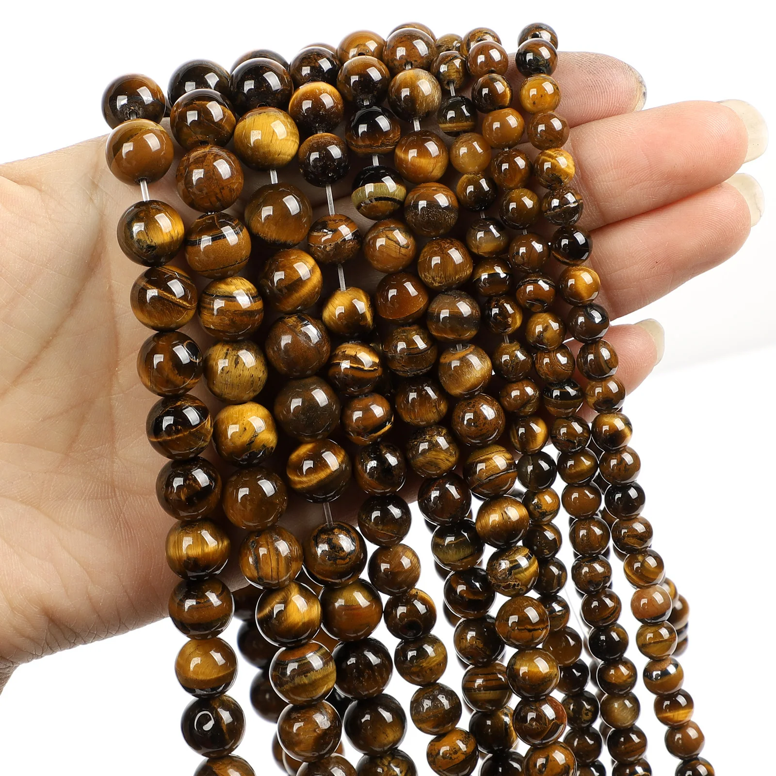 AAAAA Natural Stone Beads Yellow Tiger Eye Stone Round Loose Beads For Jewelry Making DIY Bracelet 14inch/Strand 4/6/8/10/12mm