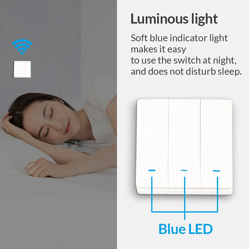Zigbee Smart Button Wall Lamp Switch With Neutral Wire EU/UK AC90-240V Tuya Wireless Control Alexa Google Home Compatible