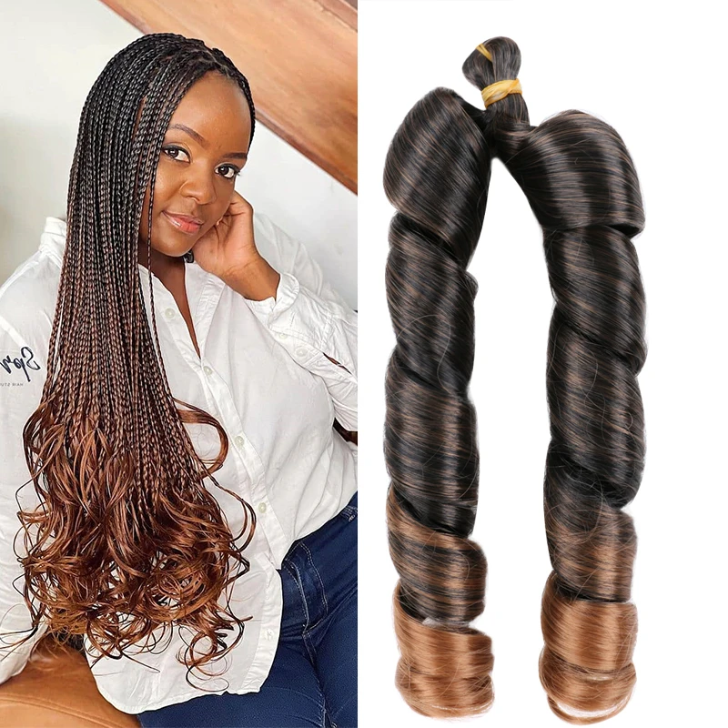 

Full Star 22 " Yaki Pony Style Wavy Crochet Braid Spiral Loose shiny Silky Wave Hair French Curls Synthetic Curly Braiding Hair