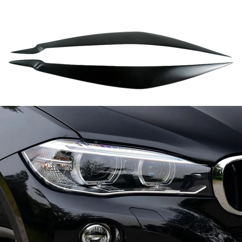 NEW-for BMW E71 X6 2008-2015 E70 X5M 2006-2013 Glossy Black Headlights Eyebrow Eyelid Trim Cover Sticker Refitting