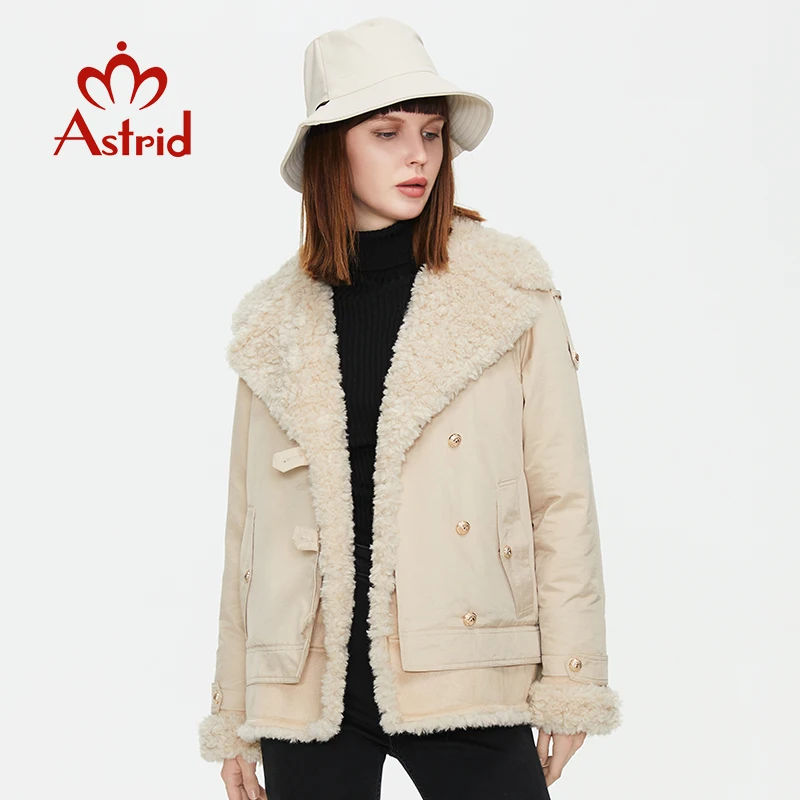 Astrid 2022 Women\'s autumn winter jacket woman female parkas Plush Overcoat padded coats with Fur cute warm Outerwear