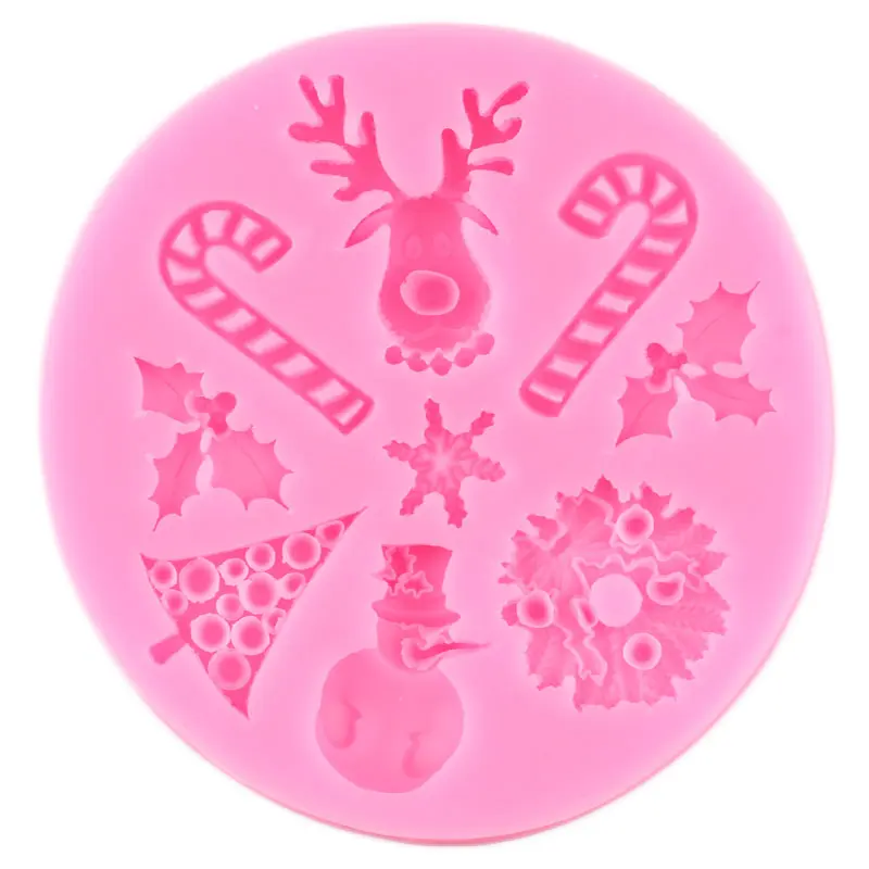 Christmas Snowflake Santa Claus Silicone Mold Christmas Tree Leaves Elk Deer DIY Cupcake Chocolate Fondant Cake Decorating Tools