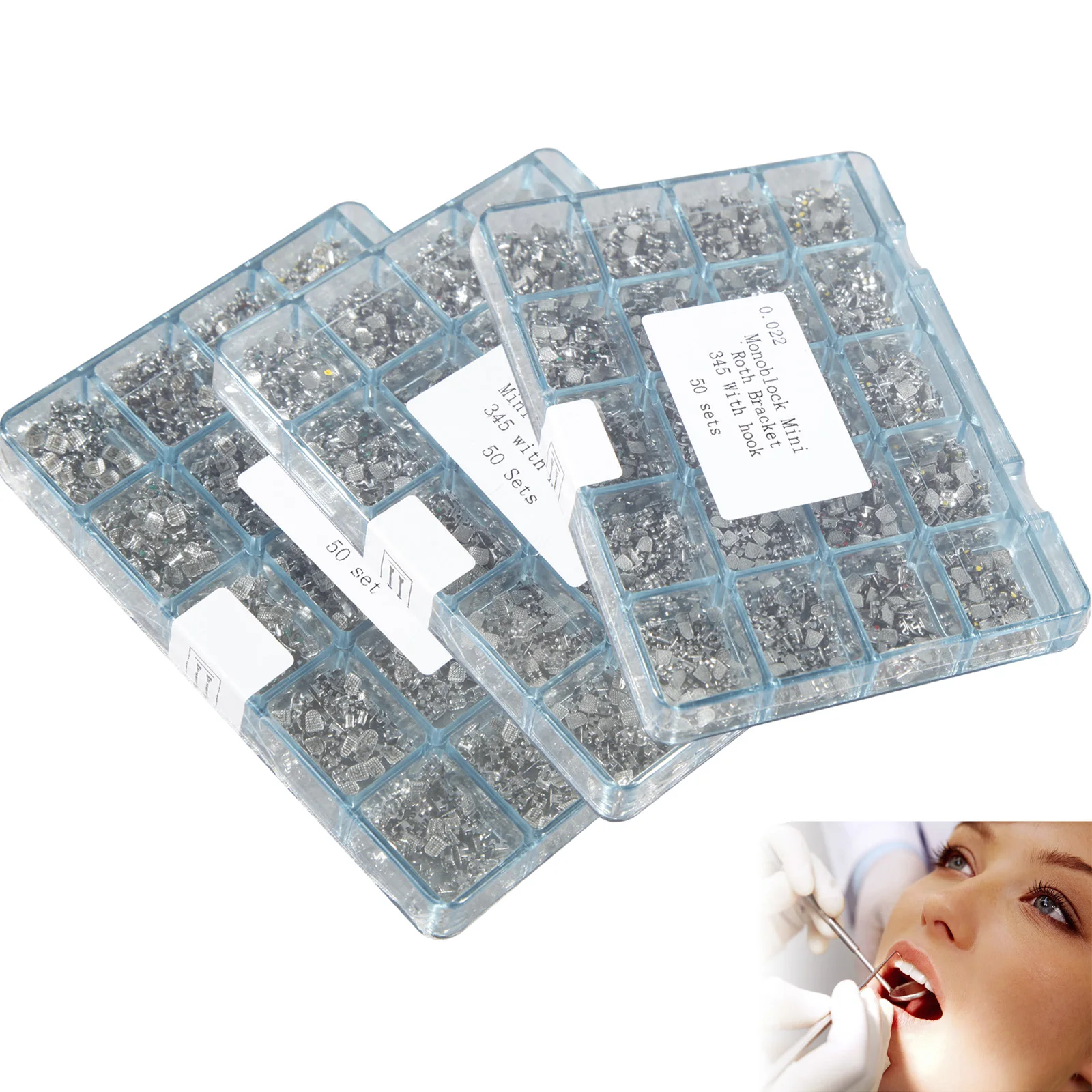 

50set (1000pcs) Dental Orthodontic Monoblock Mini Roth Bracket 345 with hook (mark) 0.022 #1#2#3 high quality