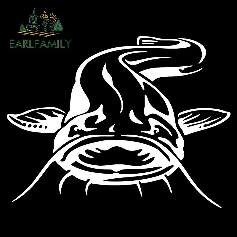 EARLFAMILY 13cm x 12.8cm for Big Catfish Windshield Car Sticker Motorcycle Helmet Waterproof Camper Snowboard Surfboard RV Decal