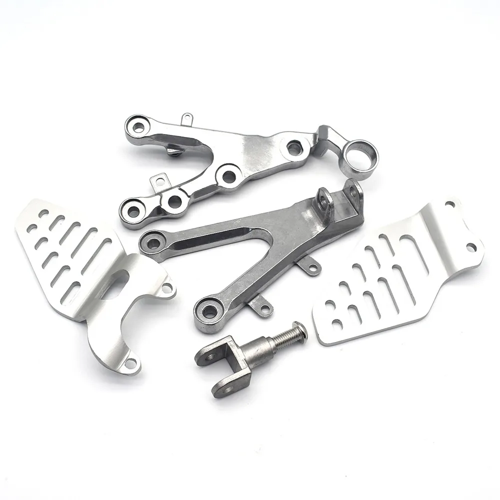 Motorcycle Silver Footrest Set Front Foot Pegs Bracket Mount For Yamaha YZF R6 2006 2007 2008 2009 2010 2011 2012-2017 YZF-R6