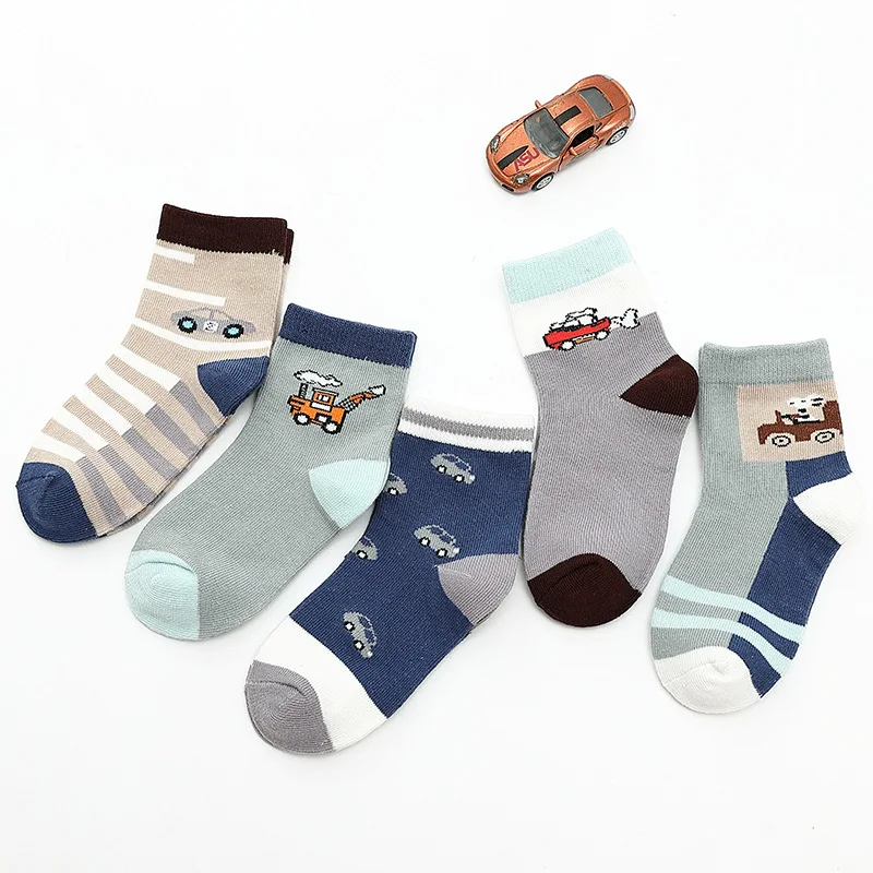 Lot de 5 paires de chaussettes en coton pour garçon de 2 à 15 ans, collection automne-hiver