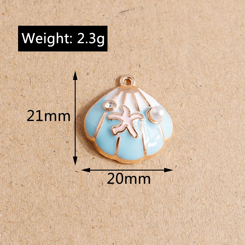 10 teile/los niedlichen Meeres lebewesen Charms für Schmuck machen Emaille Seestern Muschel Charms Anhänger DIY Halskette Ohrringe Geschenk zubehör – Detail 10