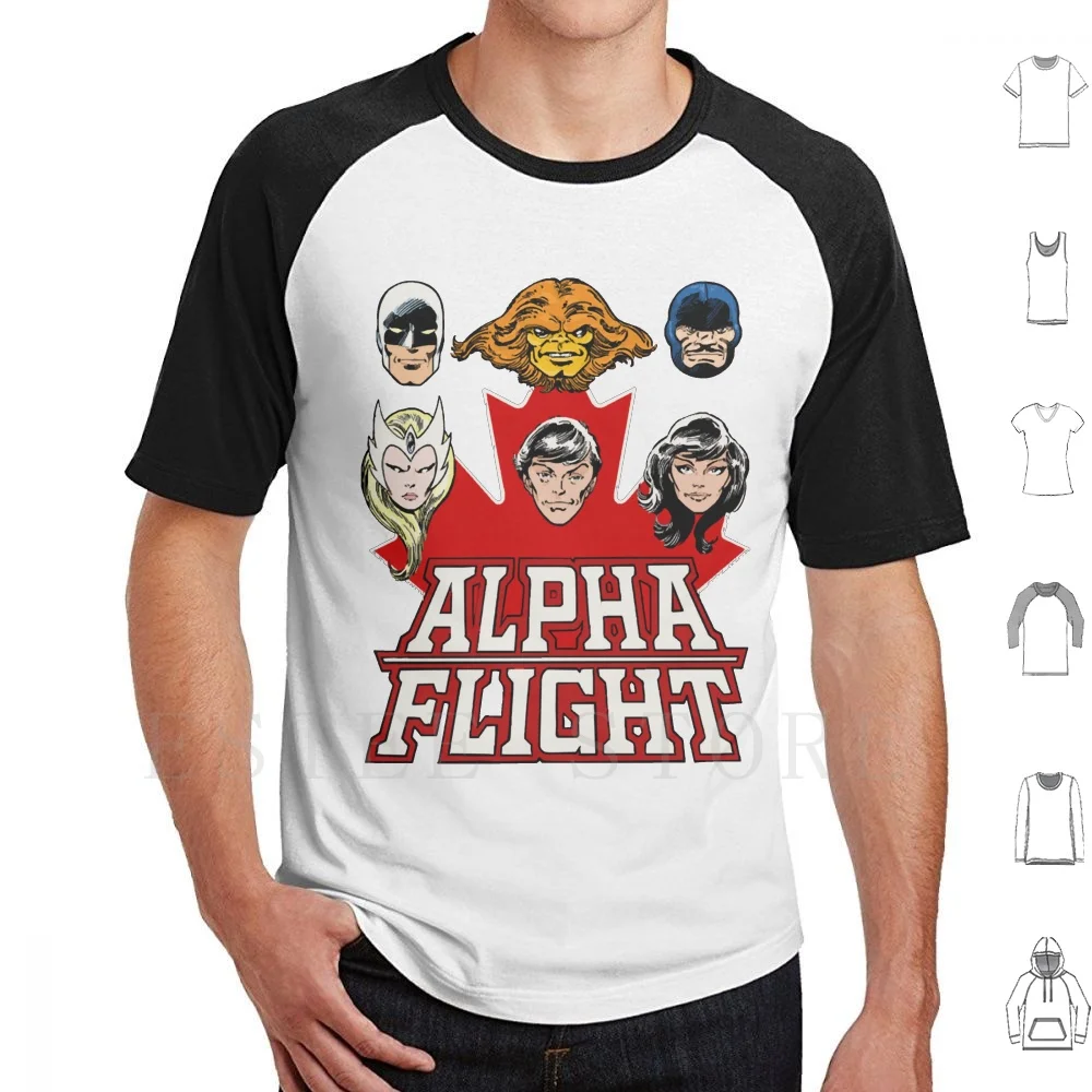 Alpha Flight Heads-Canada T Shirt DIY Big Size 100% Cotton Alpha Flight Aurora Comics Guardian Heads Mutant Northstar Retro