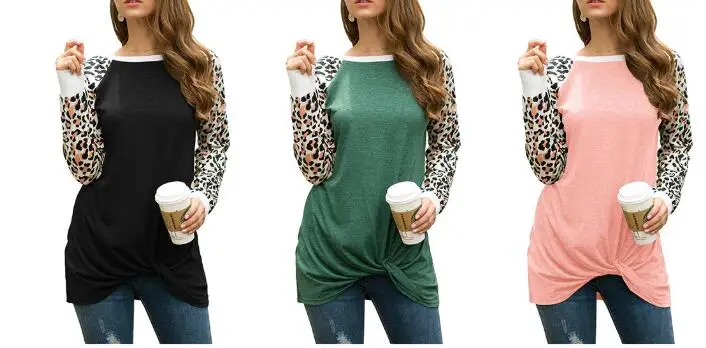 

Women Leopard Print Long-sleeved T-shirt Round Neck Loose Tops Shirt 2022 Autumn winter T shirt