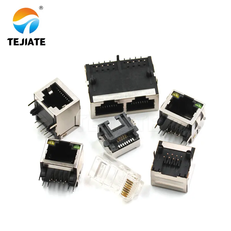 Presa di rete RJ45 interfaccia Internet Base di collegamento testa in cristallo Base femmina 8 p8c guscio in rame verticale con scudo