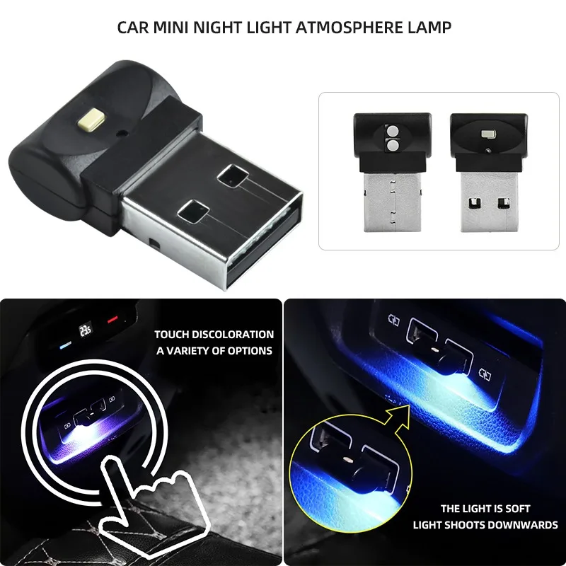 7 Colors Mini USB Light LED Modeling Light Car Ambient Light Neon Interior Light Car Interior Decorative Mini USB Car Foot Light