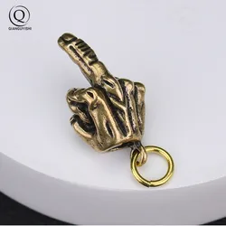 Metal Brass Raised Middle Finger Up Shape Keychain Pendant Jewelry Punk Rock Men Fashion Car Key Chain Ring Hanging Hand Keyring