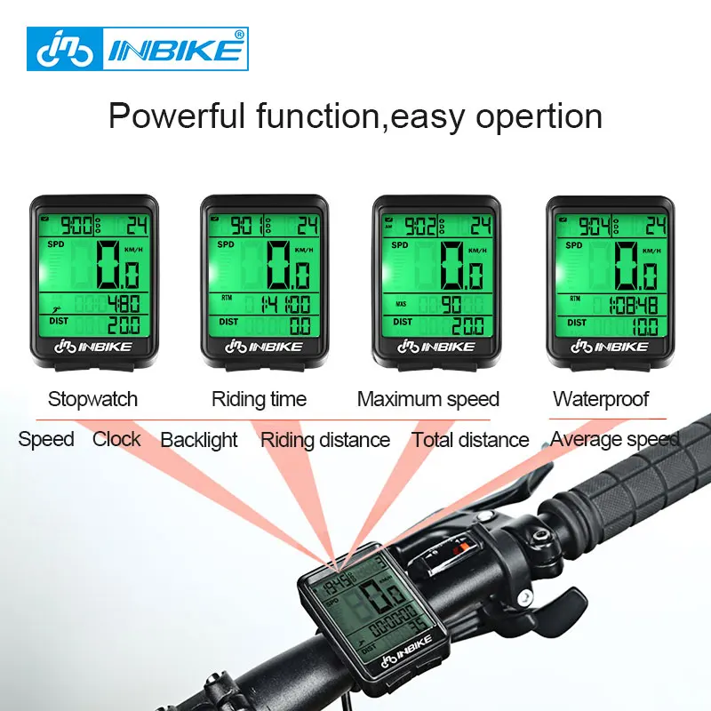 INBIKE-ordenador impermeable para bicicleta, odómetro inalámbrico y con cable para ciclismo de montaña, cronómetro, velocímetro, reloj Digital LED