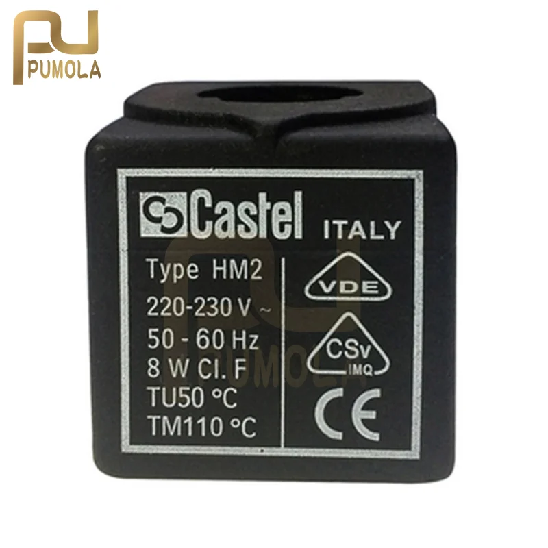 Castel Coil 9100/RA6 Type HM2 220V~230V 8W Refrigeration Solenoid Valve AC220V DC24V AC110V AC24V AC380V DC12V